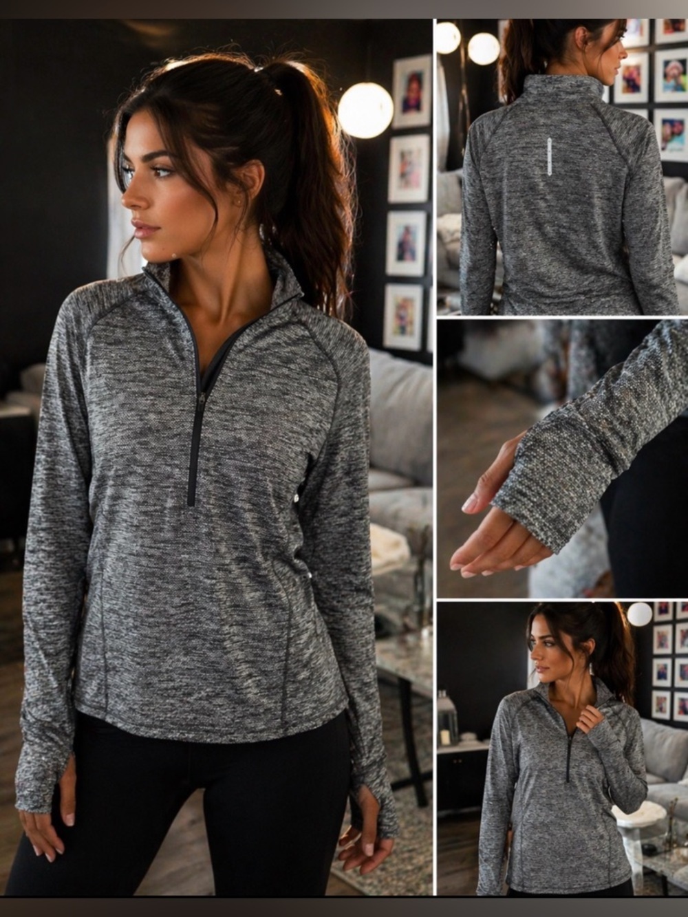 Champion C9 Gray Marled Half-Zip Performance Pullover Woman’s Large